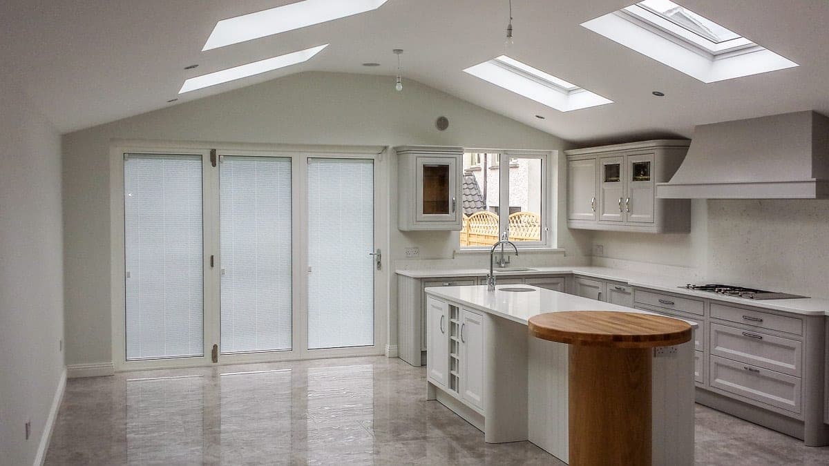 Kitchen extension with rooflights and bifold doors to the garden